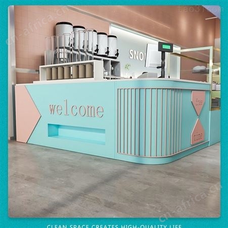 收银台吧台柜台简约现代 店铺小型奶茶店收银台 拐角转角前台 接待台 专业定做展柜厂