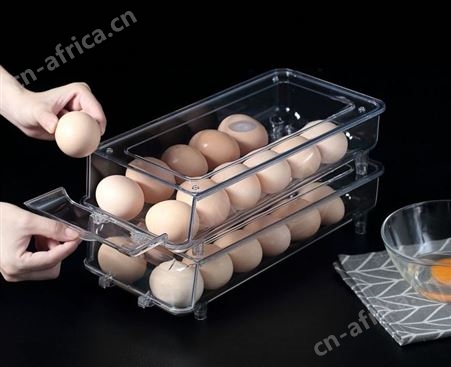 双层鸡蛋盒收纳盒放冰箱的保鲜家用塑料盒滚动鸭蛋盒子大