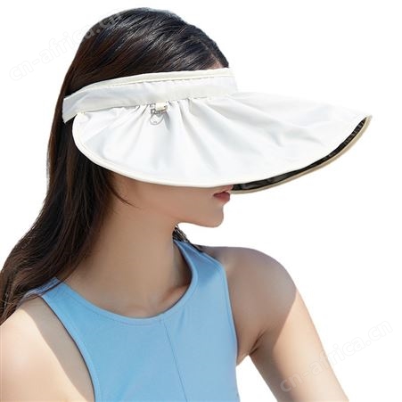 贝壳帽空顶防晒帽女士防紫外线夏季遮脸遮阳黑胶帽太阳帽大檐49