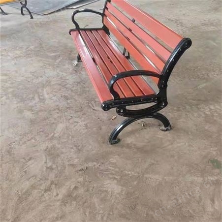 华丽体育园林广场铸铁脚长凳子室外木椅公园椅厂家户外休闲长椅防腐木条椅