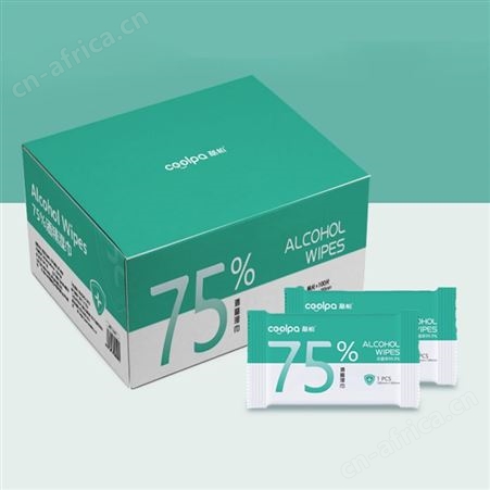 酷帕75%酒精湿巾单片盒装100片清洁消毒便携湿巾 盒装100片