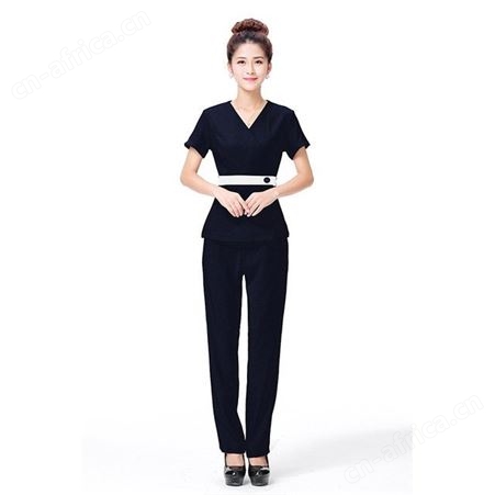 酒店制服 修身长裤 纯色美容院技师服 