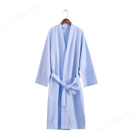华夫格和服领浴袍 纯棉蜂窝面料 酒店浴衣美容院服装