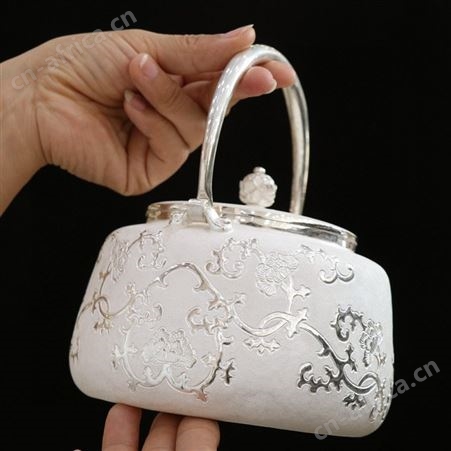 哑光纯手工银壶纯银999一张打泡茶烧水壶日式家用功夫银茶具礼品