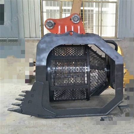 汇能矿用重型振动液压滚筒筛挖机碎石破碎斗建筑垃圾分离粉碎斗
