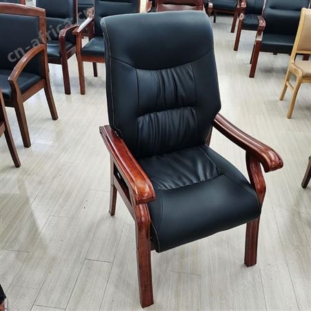 会议室带扶手皮面靠背椅橡木办公椅实木会议培训椅室椅